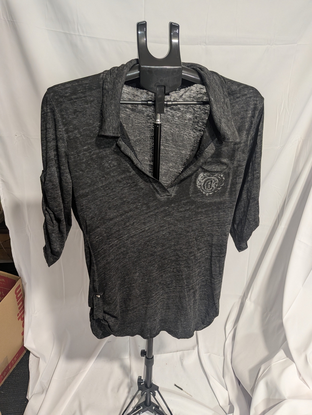 Crash & Burn Charcoal Heather Short Sleeve V-Neck Polo